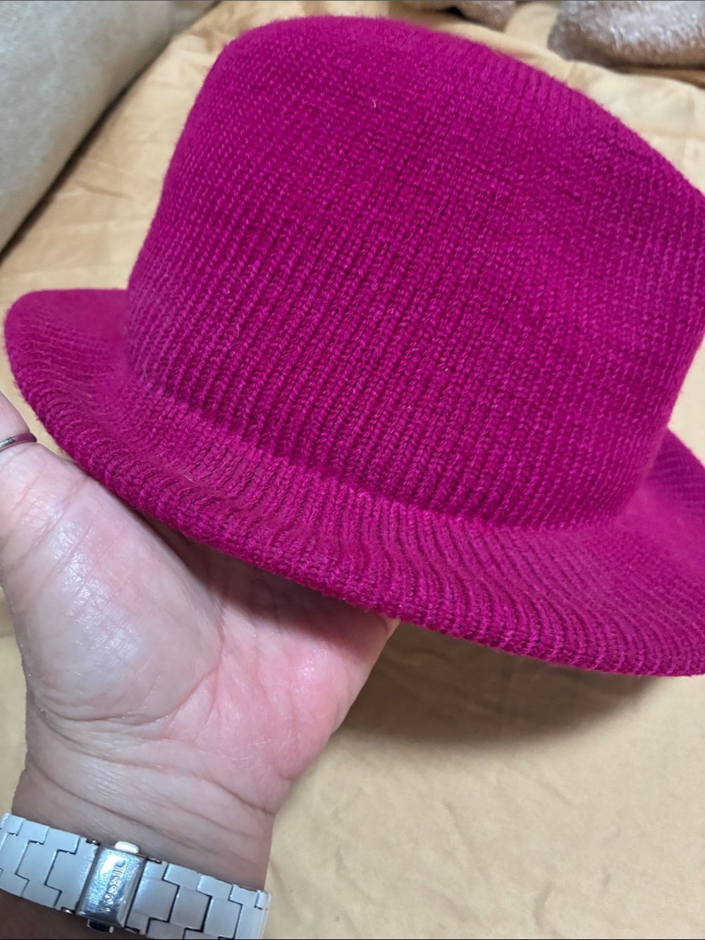 Fuchsia Sweater Knit Bucket Hat - Picture 6 of 9